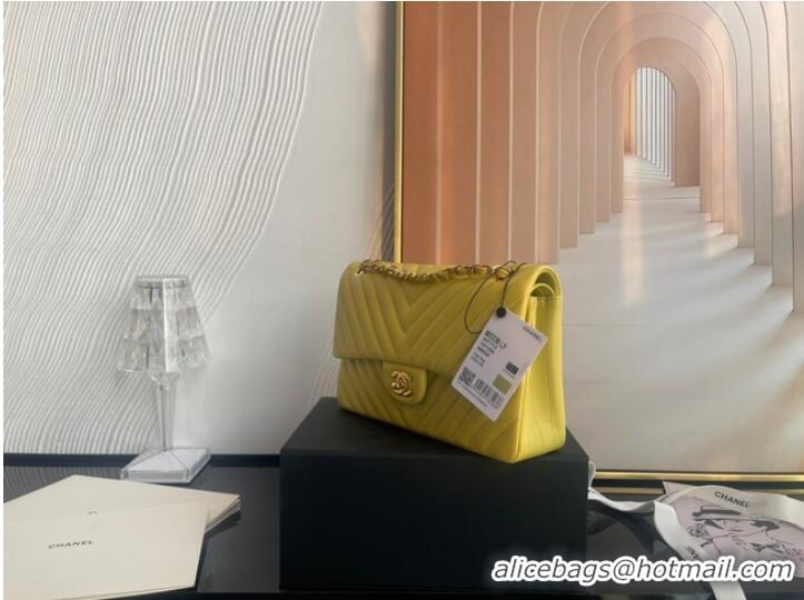 Luxury Discount Chanel classic handbag Lambskin & gold Metal V01112 yellow