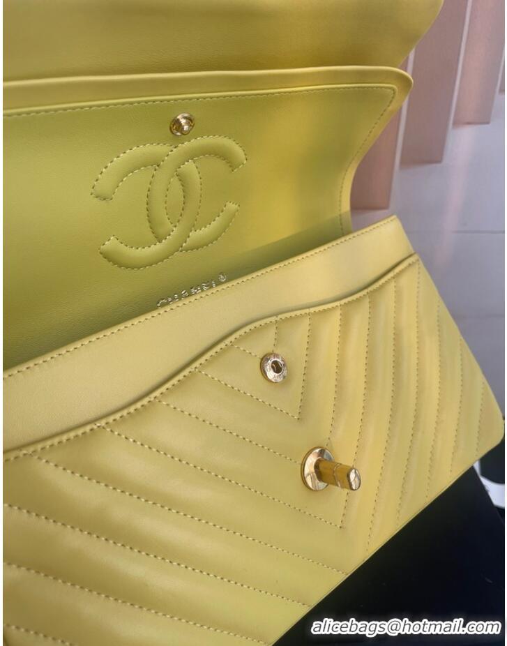 Luxury Discount Chanel classic handbag Lambskin & gold Metal V01112 yellow