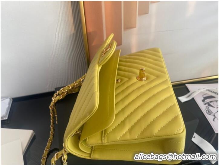 Luxury Discount Chanel classic handbag Lambskin & gold Metal V01112 yellow