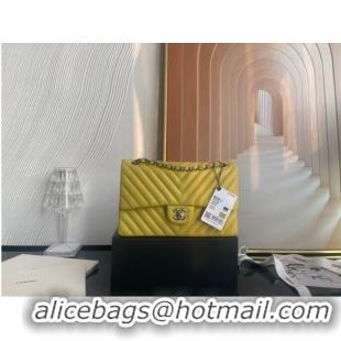 Inexpensive Chanel classic handbag Lambskin & silver Metal V01112 yellow