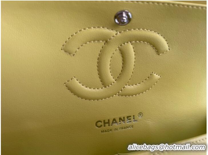 Inexpensive Chanel classic handbag Lambskin & silver Metal V01112 yellow