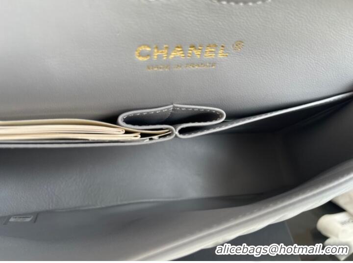 Top Grade Chanel classic handbag Lambskin & gold Metal V01112 gray