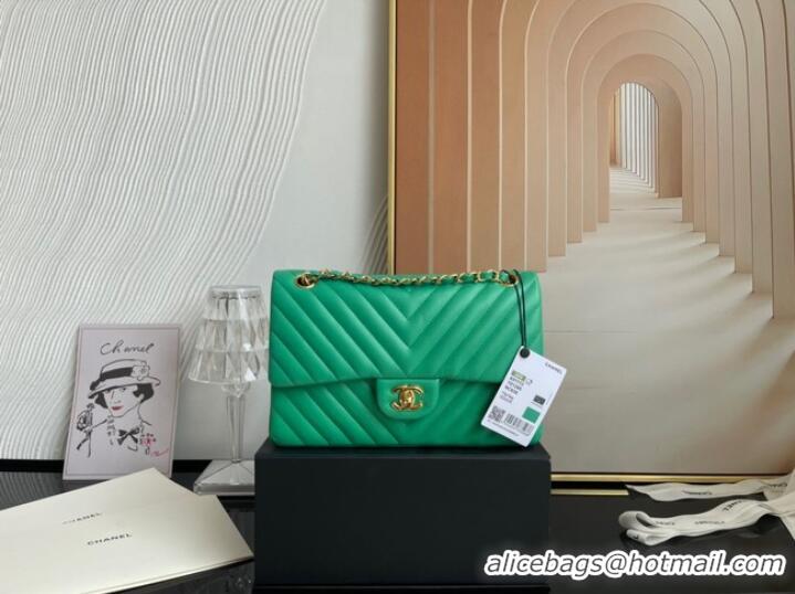 Good Quality Chanel classic handbag Lambskin & gold Metal V01112 green