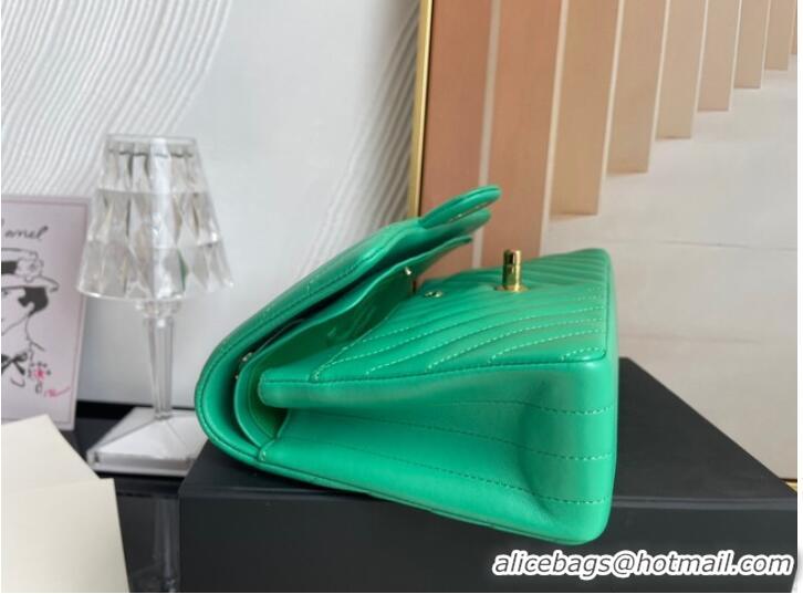 Good Quality Chanel classic handbag Lambskin & gold Metal V01112 green