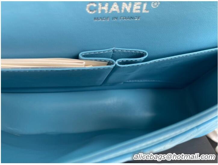 Cheapest Chanel classic handbag Lambskin & silver Metal V01112 sky blue