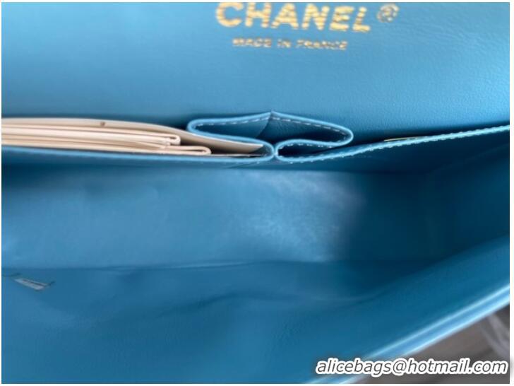 Luxurious Chanel classic handbag Lambskin & gold Metal V01112 sky blue