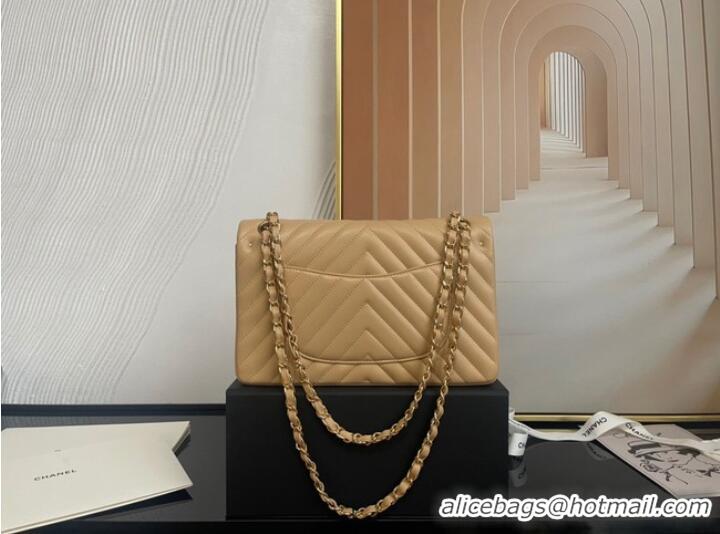 Unique Grade Chanel classic handbag Lambskin & silver Metal V01112 brown