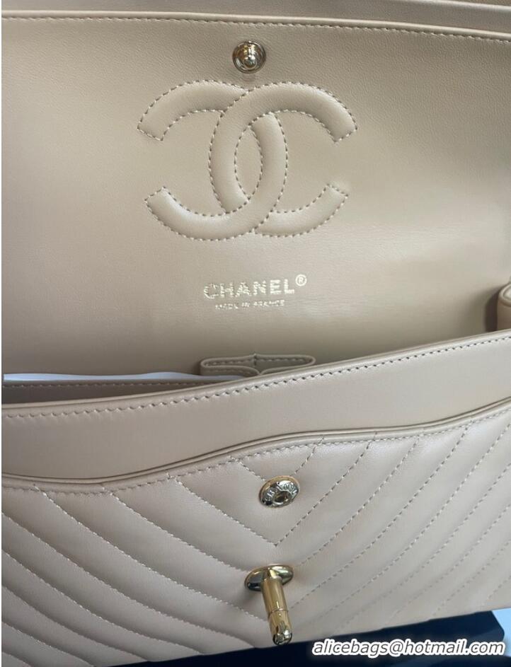 Unique Grade Chanel classic handbag Lambskin & silver Metal V01112 brown