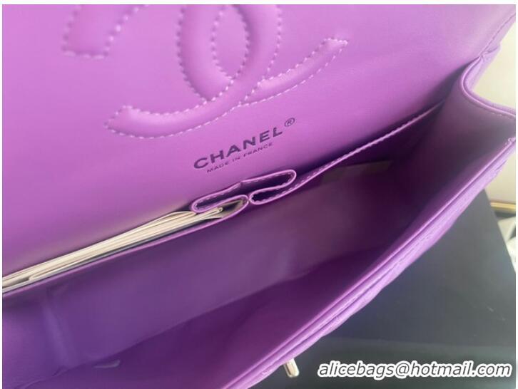 Grade Quality Chanel classic handbag Lambskin & silver Metal V01112 purple