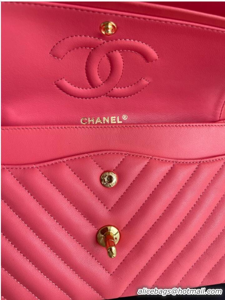 New Style Chanel classic handbag Lambskin & gold Metal V01112 rose