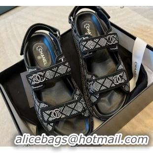 Top Design Chanel Crystal Strap Sandals G35927 Silver 032213