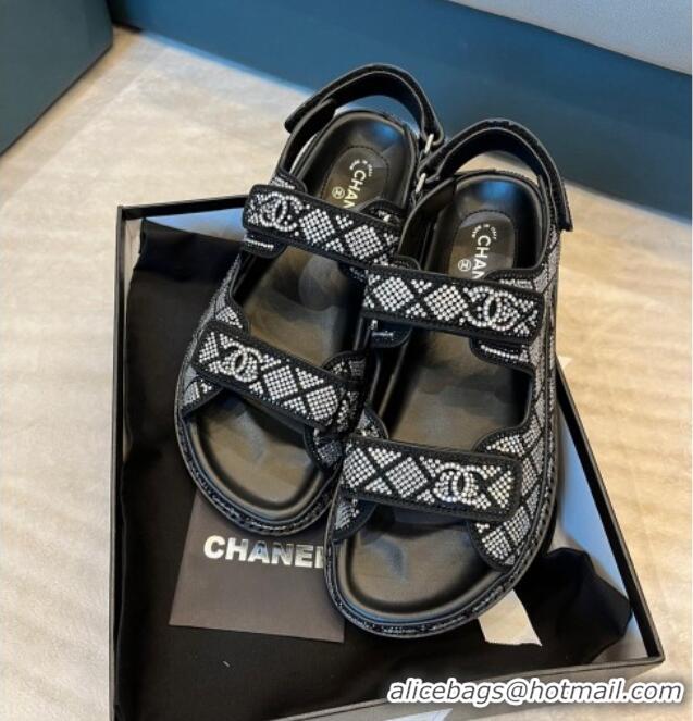 Top Design Chanel Crystal Strap Sandals G35927 Silver 032213