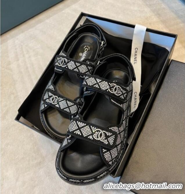 Top Design Chanel Crystal Strap Sandals G35927 Silver 032213