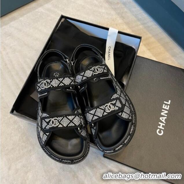 Top Design Chanel Crystal Strap Sandals G35927 Silver 032213