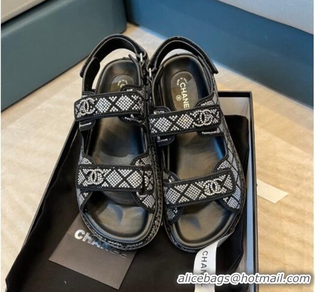 Top Design Chanel Crystal Strap Sandals G35927 Silver 032213