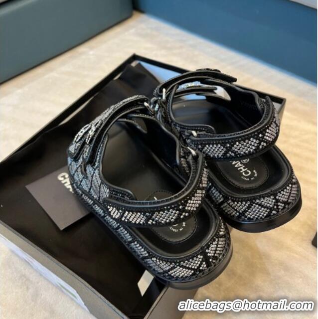 Top Design Chanel Crystal Strap Sandals G35927 Silver 032213