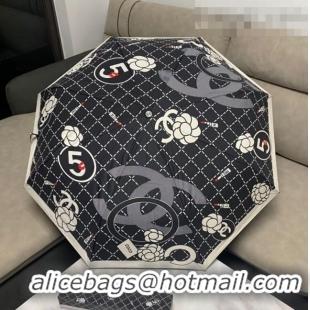 Buy Cheapest Chanel Camellia Umbrella CC1217 Black 2021