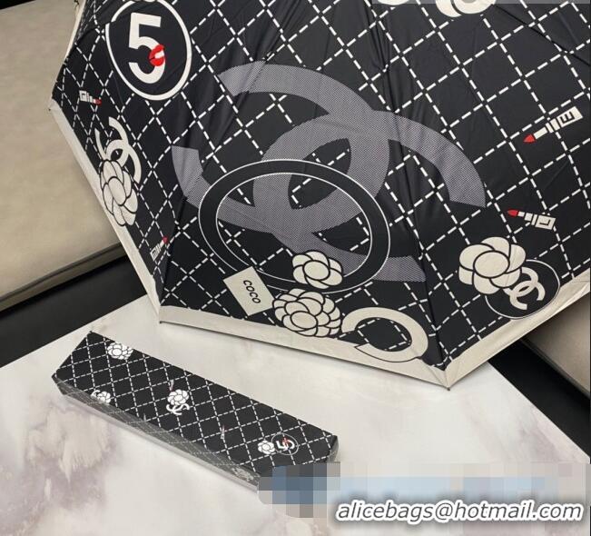 Buy Cheapest Chanel Camellia Umbrella CC1217 Black 2021