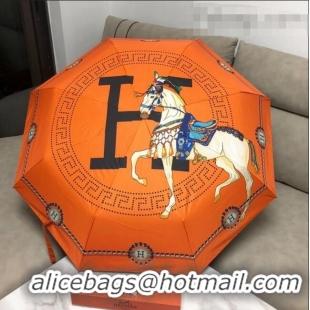 Luxury Discount Hermes H Horse Umbrella HE1218 Orange 2021