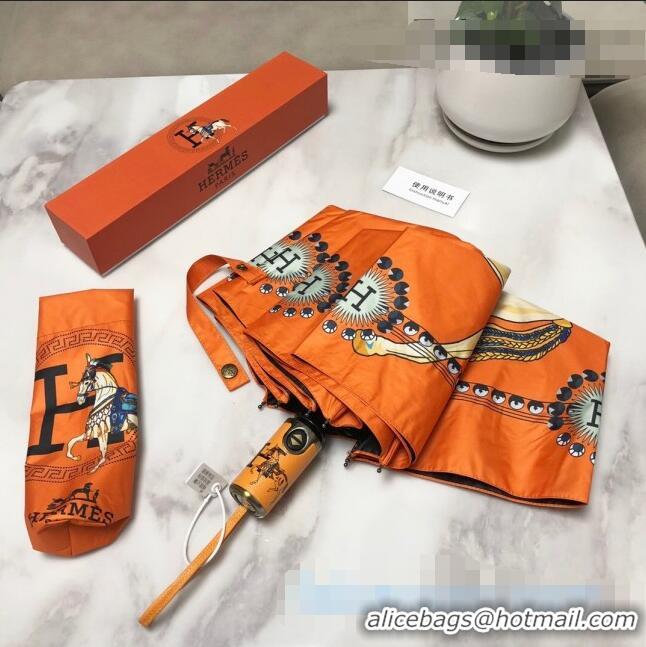 Luxury Discount Hermes H Horse Umbrella HE1218 Orange 2021