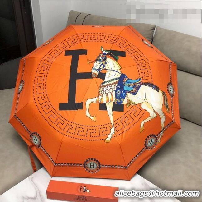 Luxury Discount Hermes H Horse Umbrella HE1218 Orange 2021