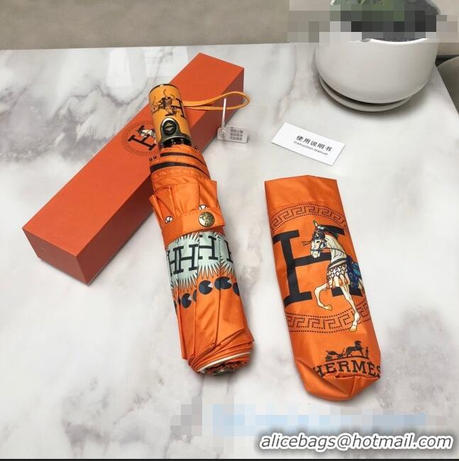 Luxury Discount Hermes H Horse Umbrella HE1218 Orange 2021