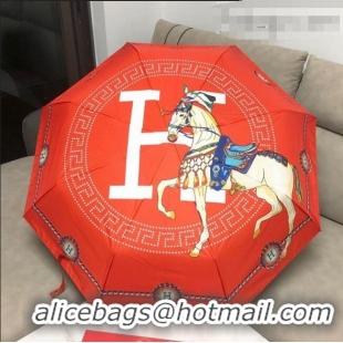 Free Shipping Promotional Hermes H Horse Umbrella HE1218 Red 2021