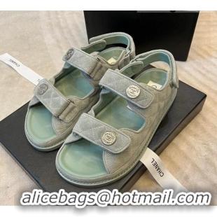 Top Design Chanel Suede Strap Sandals with Coin Charm G35927 Gray 032216