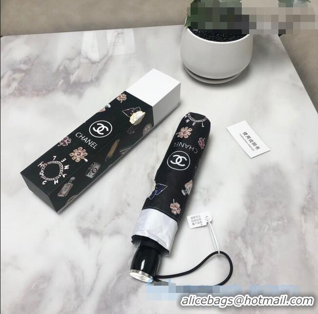 Reasonable Price Chanel CC Print Umbrella CC1225 Black 2021