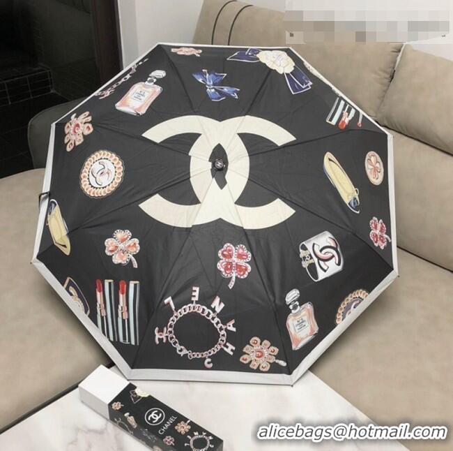 Reasonable Price Chanel CC Print Umbrella CC1225 Black 2021