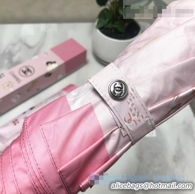 Super Quality Chanel CC Print Umbrella CC1225 Pink 2021