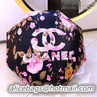 Buy Fashionable Chanel Flora Umbrella CC1232 Black 2021