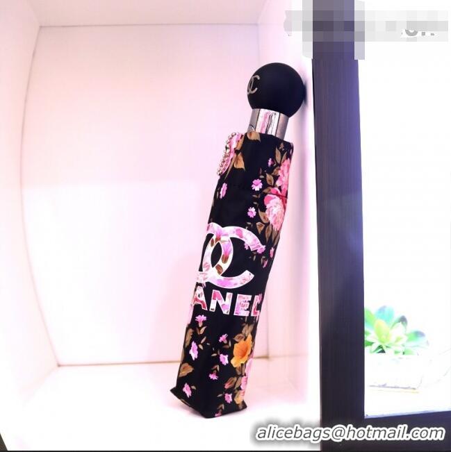 Buy Fashionable Chanel Flora Umbrella CC1232 Black 2021