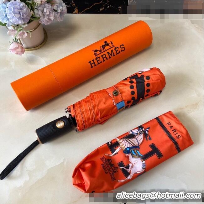 Luxury Cheap Hermes War House Umbrella H2564 Orange 2021