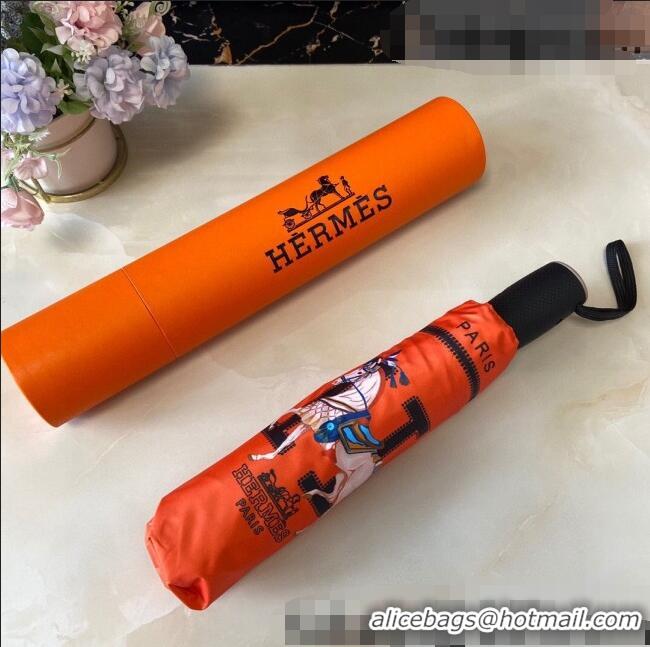 Luxury Cheap Hermes War House Umbrella H2564 Orange 2021