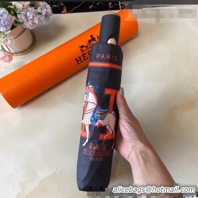 Shop Famous Brand Hermes War House Umbrella H2564 Black 2021