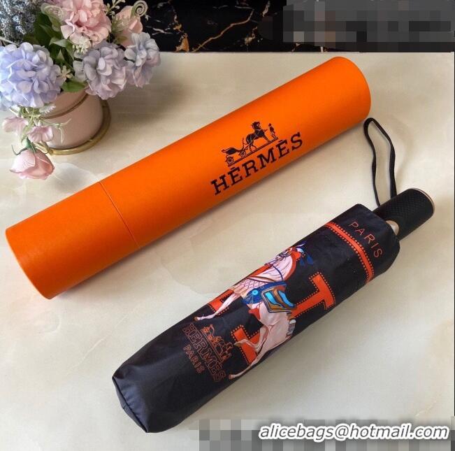 Shop Famous Brand Hermes War House Umbrella H2564 Black 2021