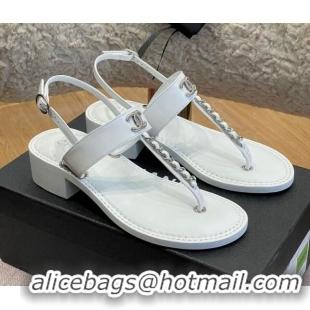 Sumptuous Chanel Patent Calfskin Heel Sandals 4.5cm G38200 White