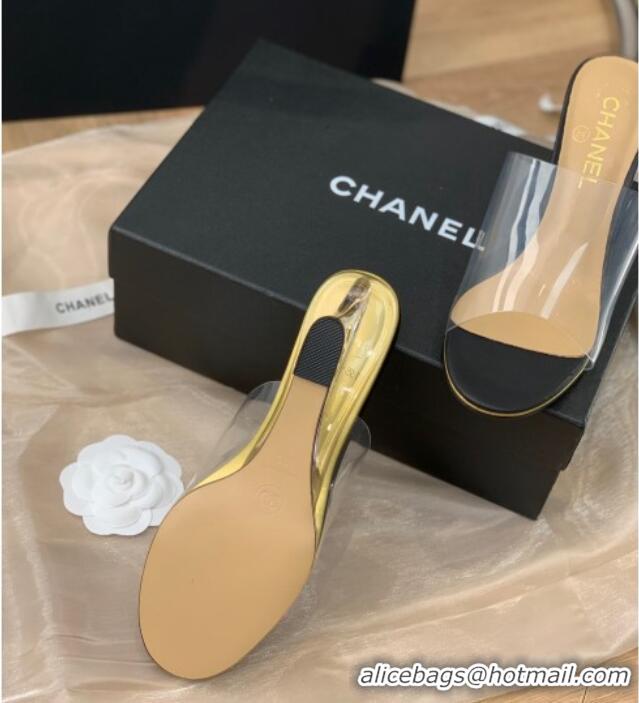 Duplicate Chanel Transparent Wedge Slide Sandals Black 032461