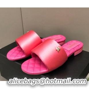 Good Quality Chanel Satin Flat Slide Sandals G38858 Pink