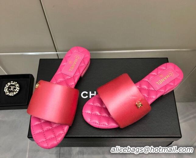 Good Quality Chanel Satin Flat Slide Sandals G38858 Pink