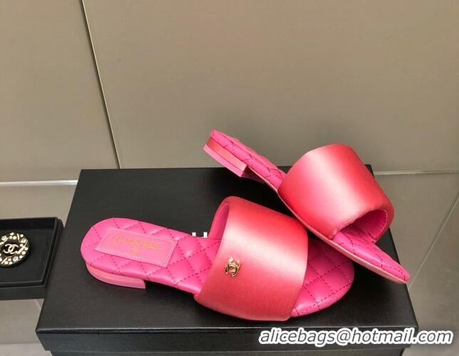 Good Quality Chanel Satin Flat Slide Sandals G38858 Pink