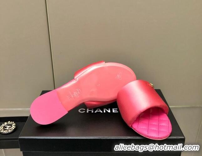 Good Quality Chanel Satin Flat Slide Sandals G38858 Pink