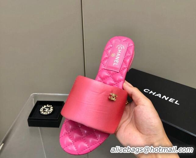 Good Quality Chanel Satin Flat Slide Sandals G38858 Pink