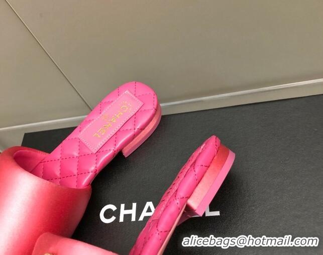 Good Quality Chanel Satin Flat Slide Sandals G38858 Pink