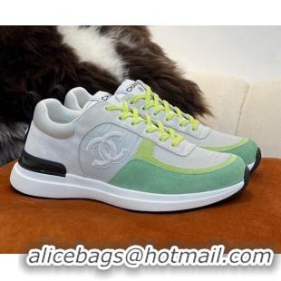 Popular Style Chanel Fabric & Suede Sneakers G38299 Green 032503