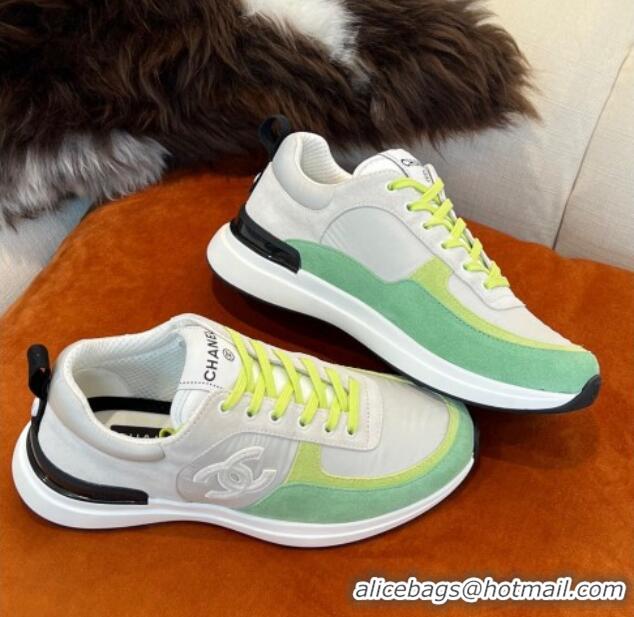 Popular Style Chanel Fabric & Suede Sneakers G38299 Green 032503