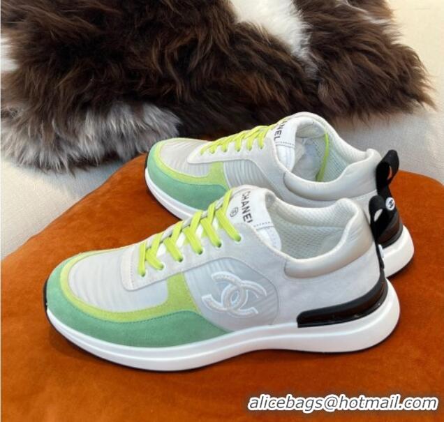 Popular Style Chanel Fabric & Suede Sneakers G38299 Green 032503