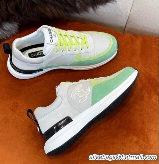 Popular Style Chanel Fabric & Suede Sneakers G38299 Green 032503