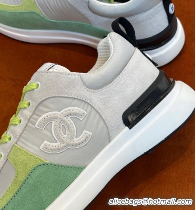 Popular Style Chanel Fabric & Suede Sneakers G38299 Green 032503